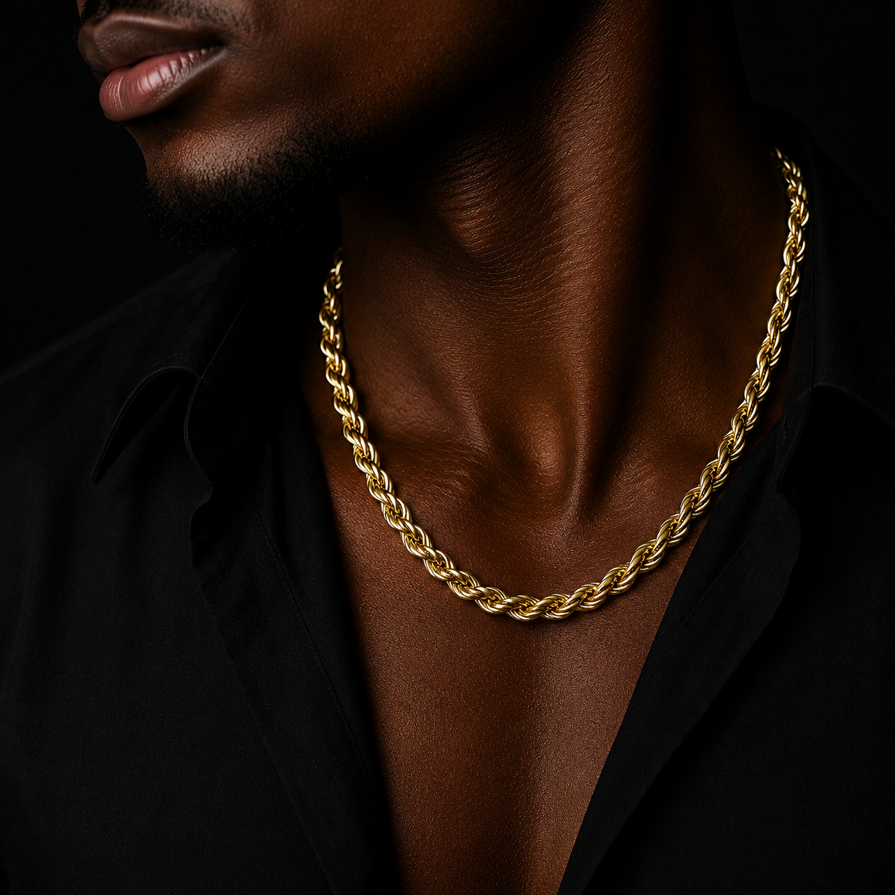 Bubble Letter 10mm Stainless Steel Rope Chain for Men PVD Plated Necklace Choker Hip Hop Jewelry Albert Clasp