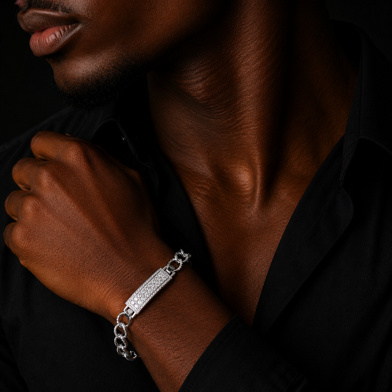 Bubble Letter Belcher Iced Tag Bracelet for Men Gold Plated Hip Hop Jewelry