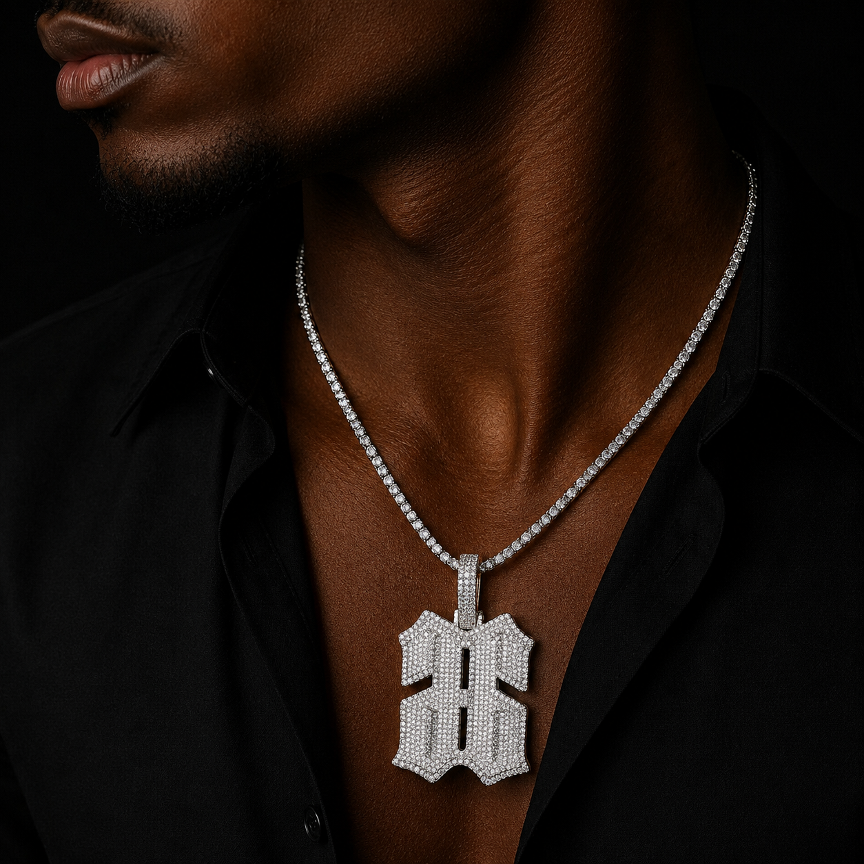 Bubble Letter Iced Out Number 66 Necklace Pendant for Men 5A Copper Cubic Zirconia Hip Hop Jewelry