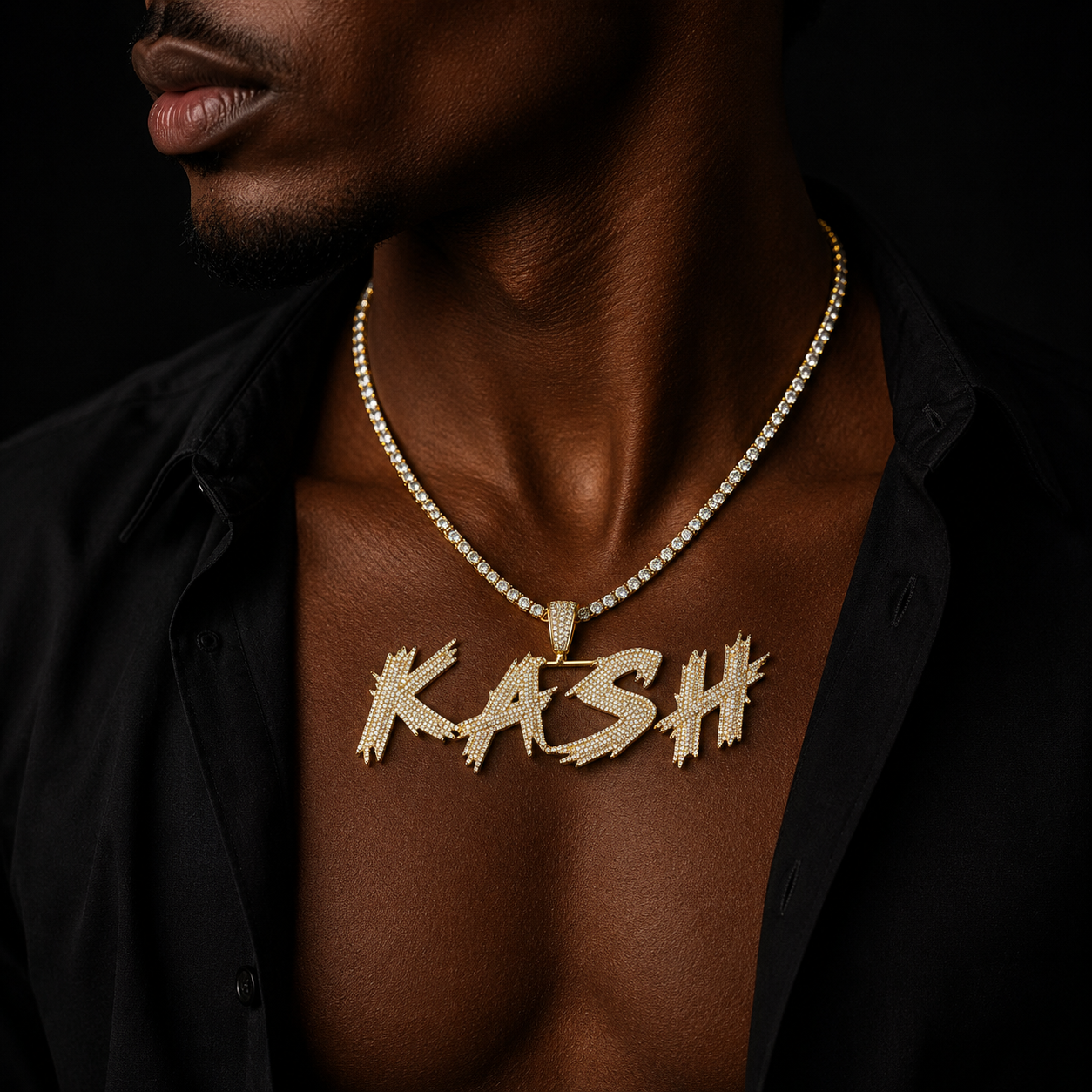Bubble Letter Iced Out Custom Name Necklace Pendant for Men 5A Prong Setting Cubic Zirconia Copper Gold Plated Hip Hop Jewelry