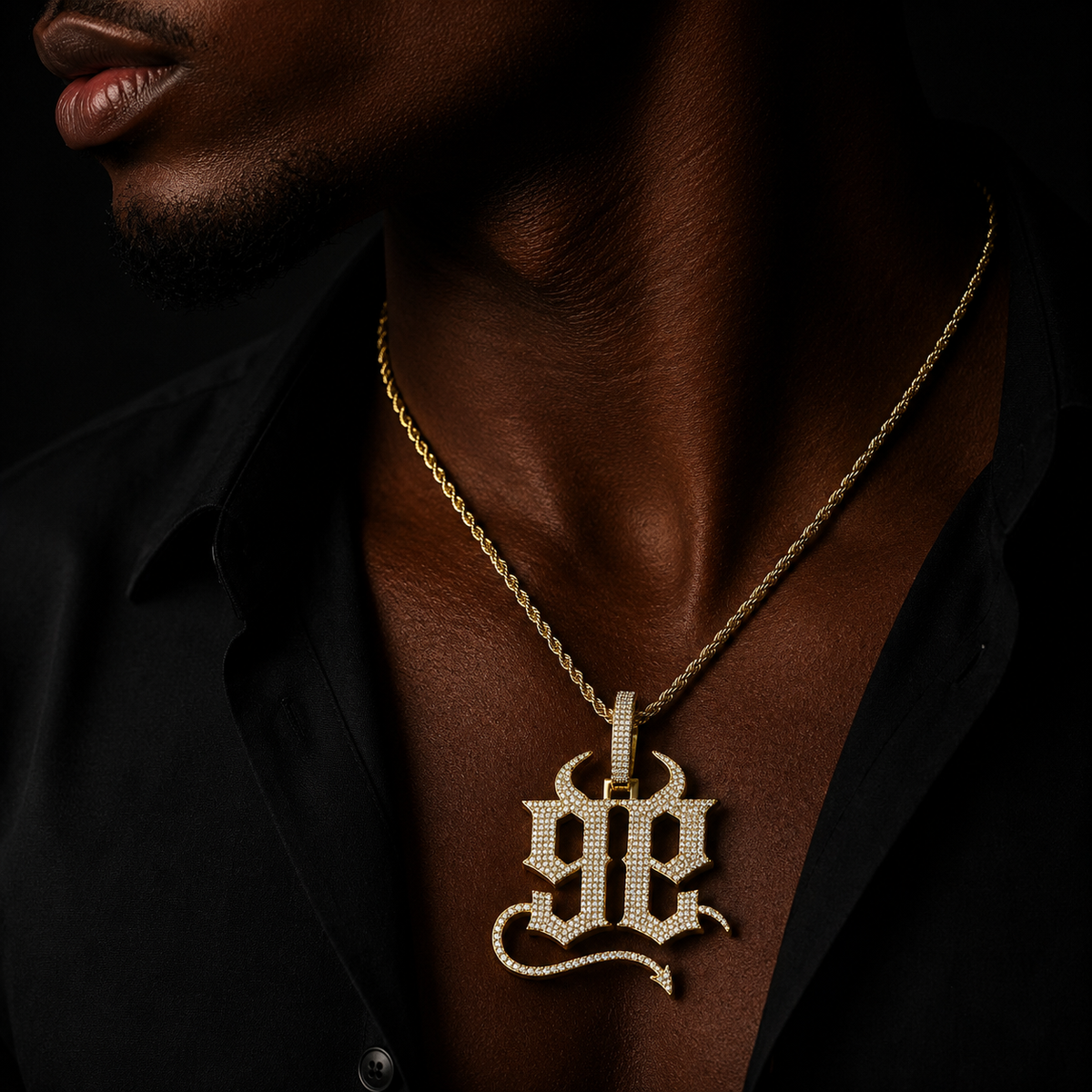 Bubble Letter Iced Out Number 9 Necklace Pendant for Men 5A Prong Setting Cubic Zirconia Copper Gold Plated Hip Hop Jewelry
