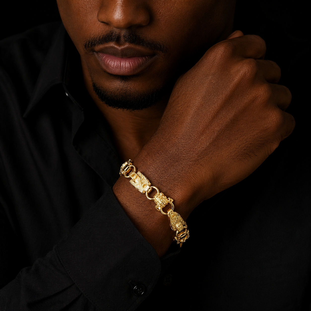 Bubble Letter Iced Out Block Tulip Bracelet for Men Real Copper Gold Plated Hip Hop Jewelry