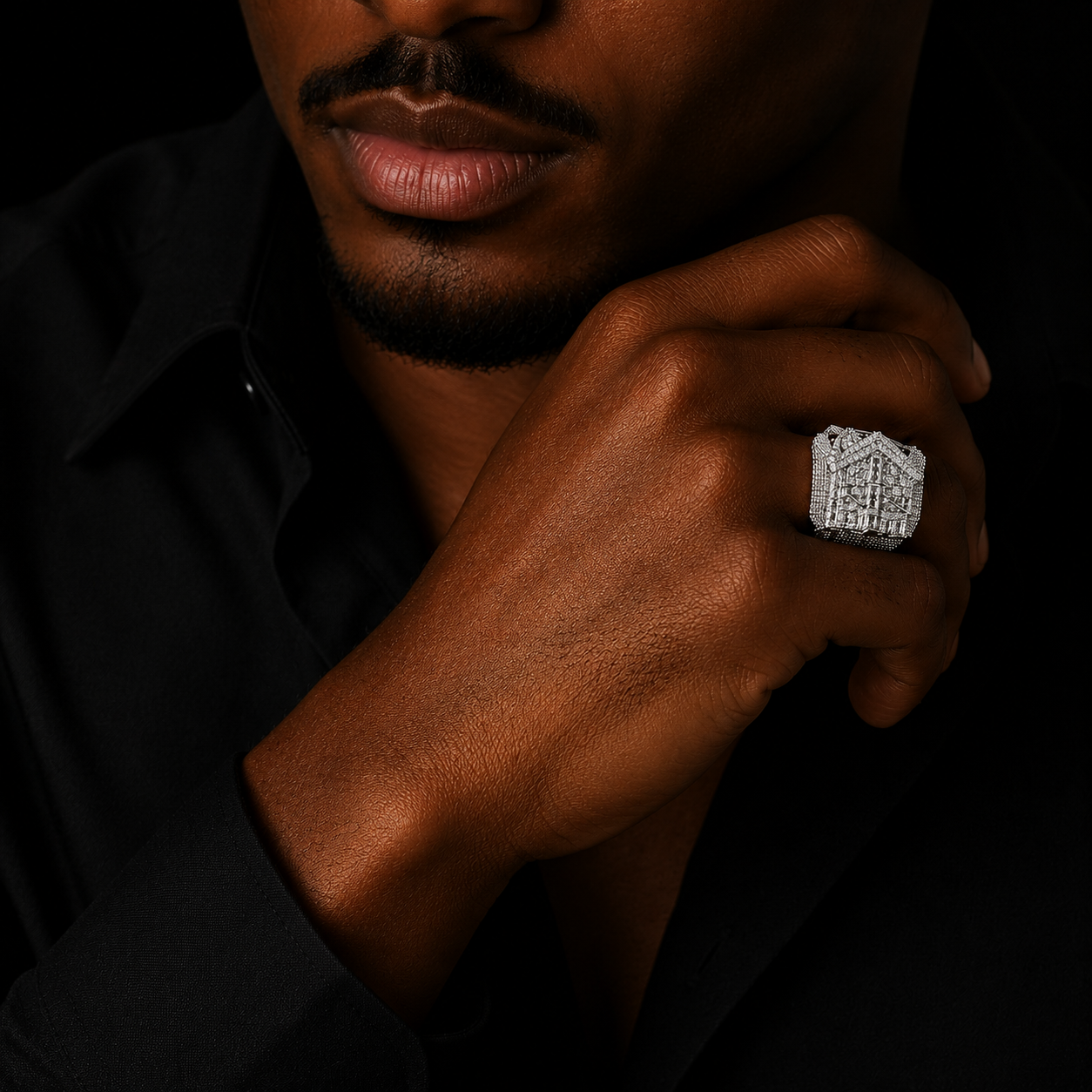 Bubble Letter Iced Out Ring for Men Real Copper Gold Plated 5A Cubic Zirconia Hip Hop Jewelry