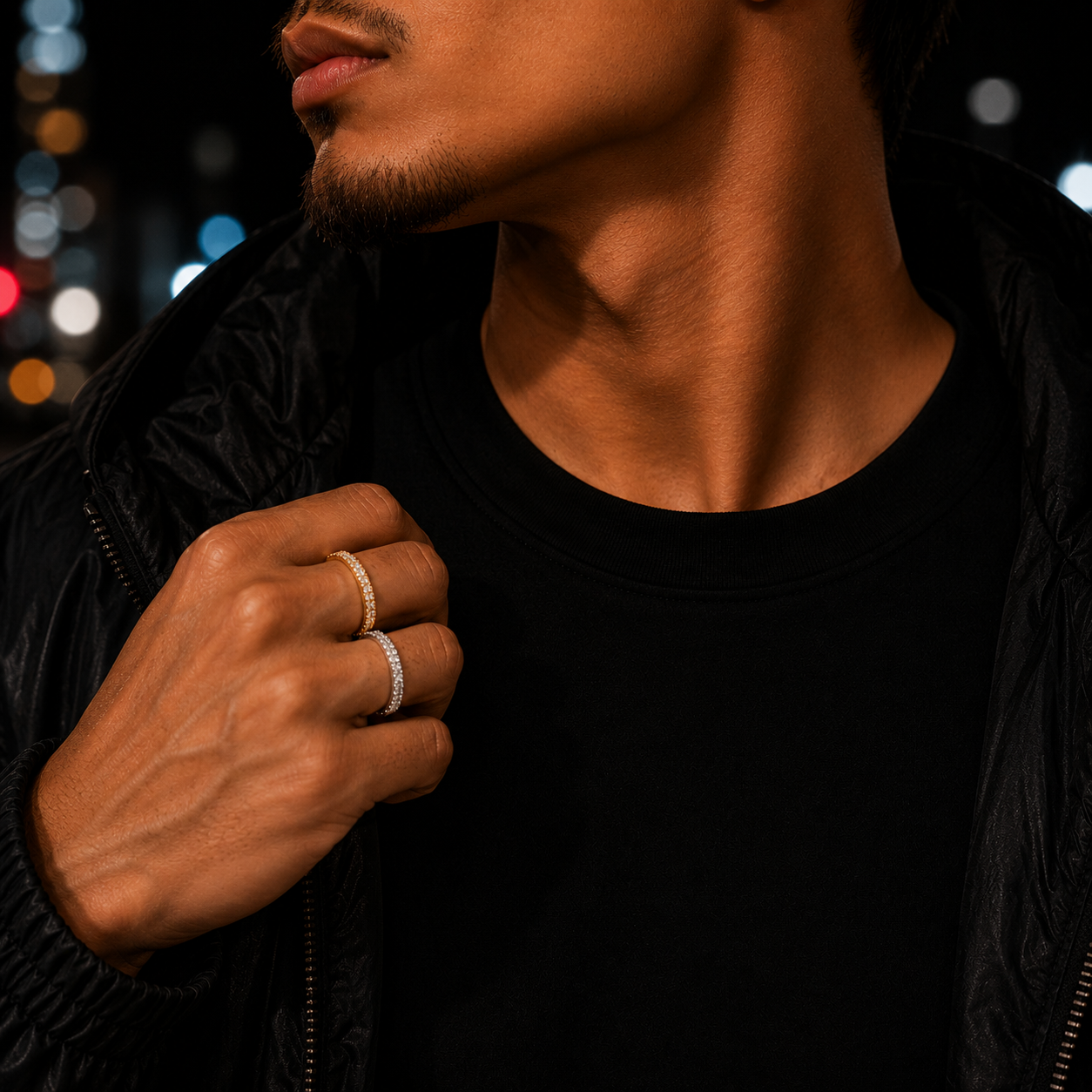 Bubble Letter Iced Out Wedding Ring for Men Real Gold Plated 5A Grade Hip Hop Jewelry