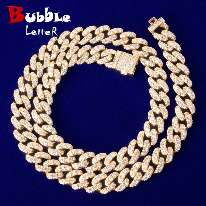 Bubble Letter Miami Cuban Link Chain for Men Necklace Bling AAAA Zircon Charms Hip Hop Fashion Jewelry 2021 Trend