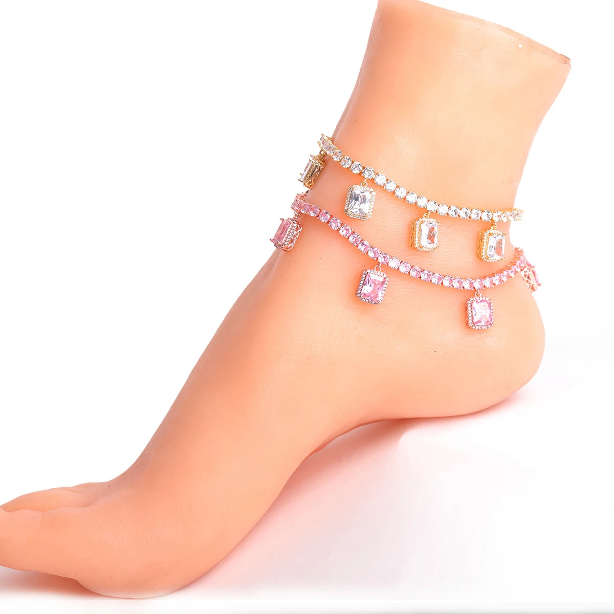 Bubble Letter Tennis Chain Anklets Foot Jewelry for Women Hip Hop Charms Gold Color Adjustable 2021 Trend Free Shipping Items