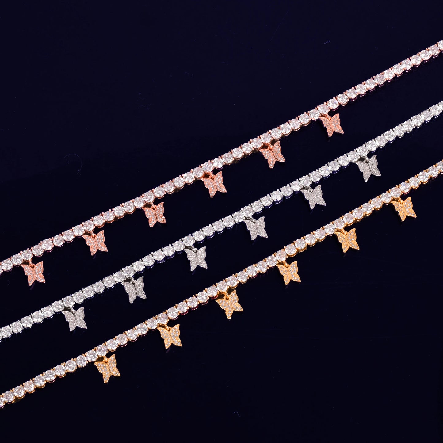 Bubble Letter Butterfly Tennis Chain for Men Necklace Choker Fashion Jewelry 2021 Trend Free Shipping Items