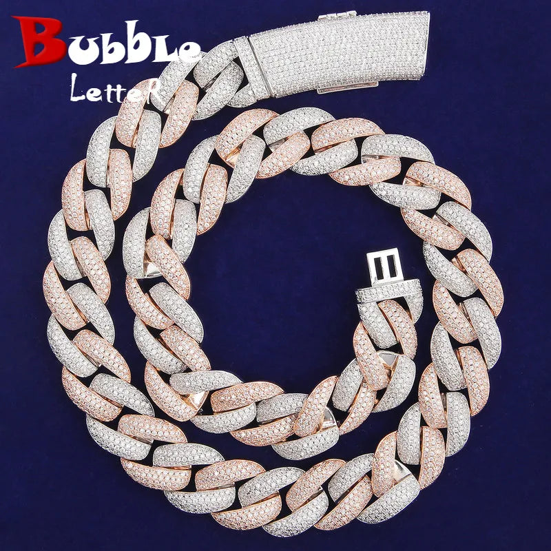 Bubble Letter Miami Cuban Link Chain Men Necklace  5A Cubic Zircon Hip Hop Choker Rock Jewelry 2021 Trend Christmas Gift