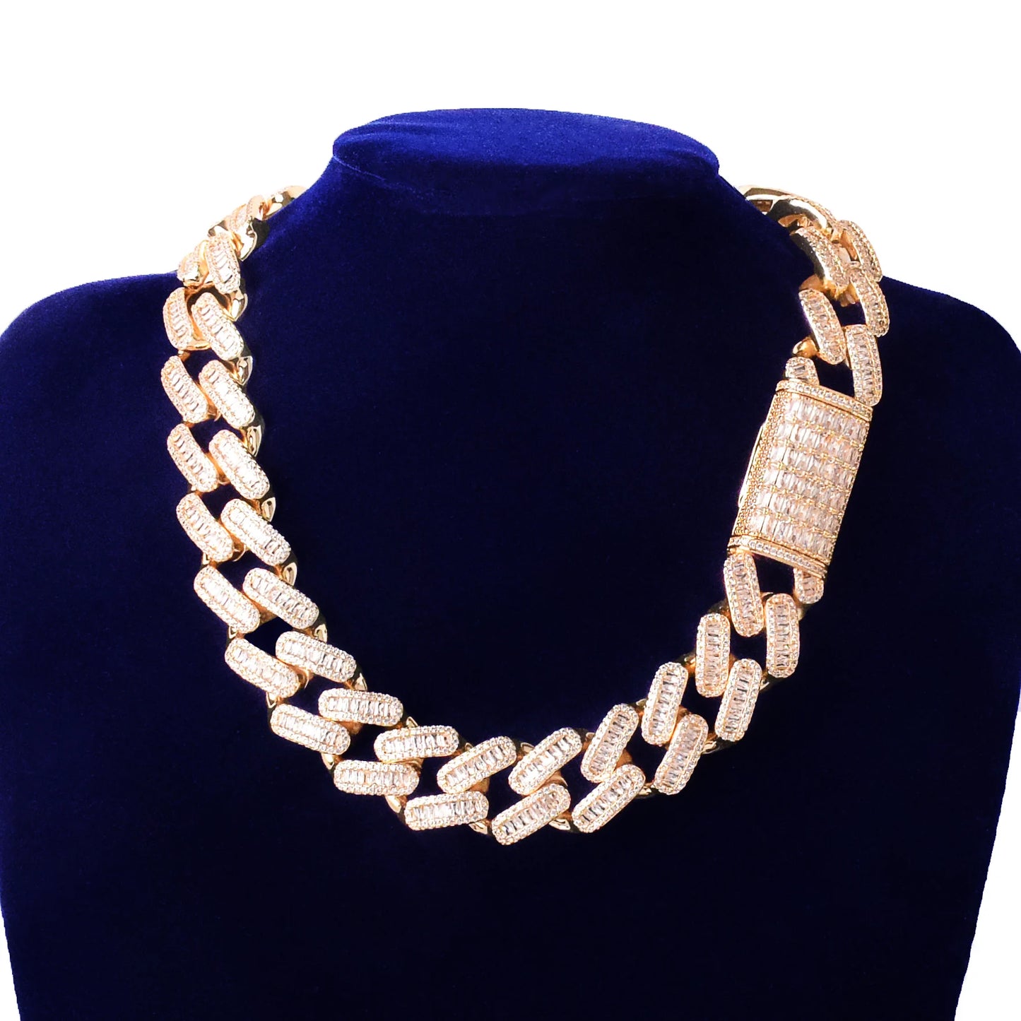 Bubble Letter Miami Cuban Link Chain for Men Necklace Real Gold Plated Hip Hop Jewelry Baguette Charms Free Shipping Items