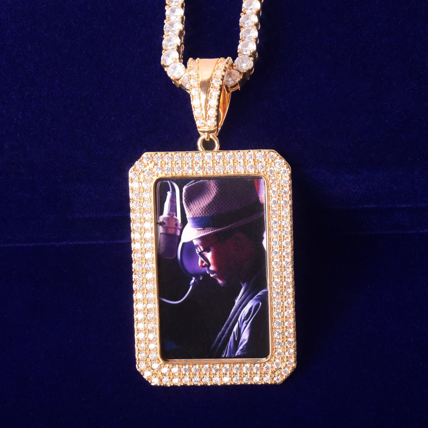 Bubble Letter Personalized Picture Pendant Men Necklace Custom Photo Medallions Real Gold Plated Hip Hop Jewelry Free Shipping