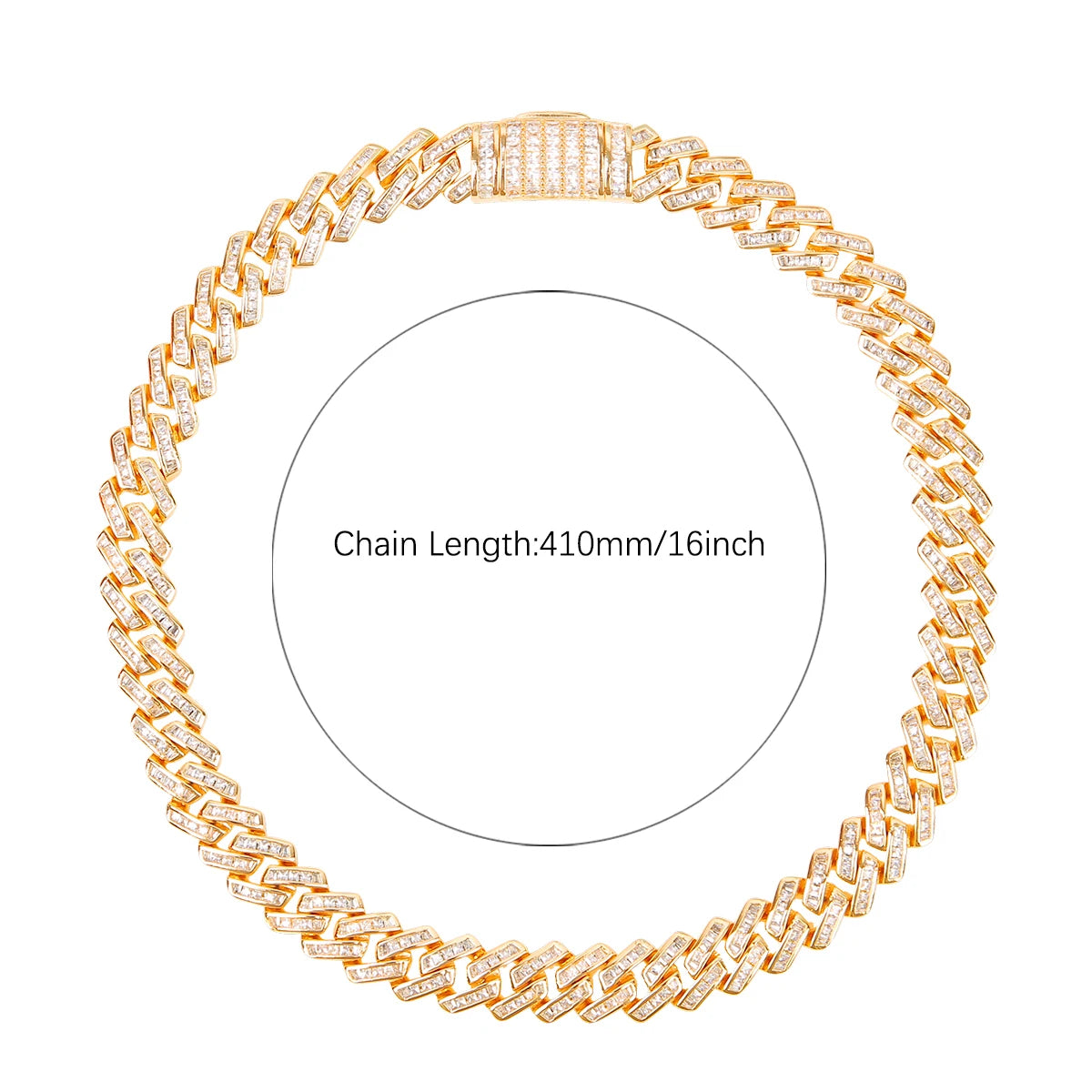 Bubble Letter Baguette Necklace Miami Cuban Link Chain for Men Gold Color Hip Hop Fashion Jewelry Free Shipping Items