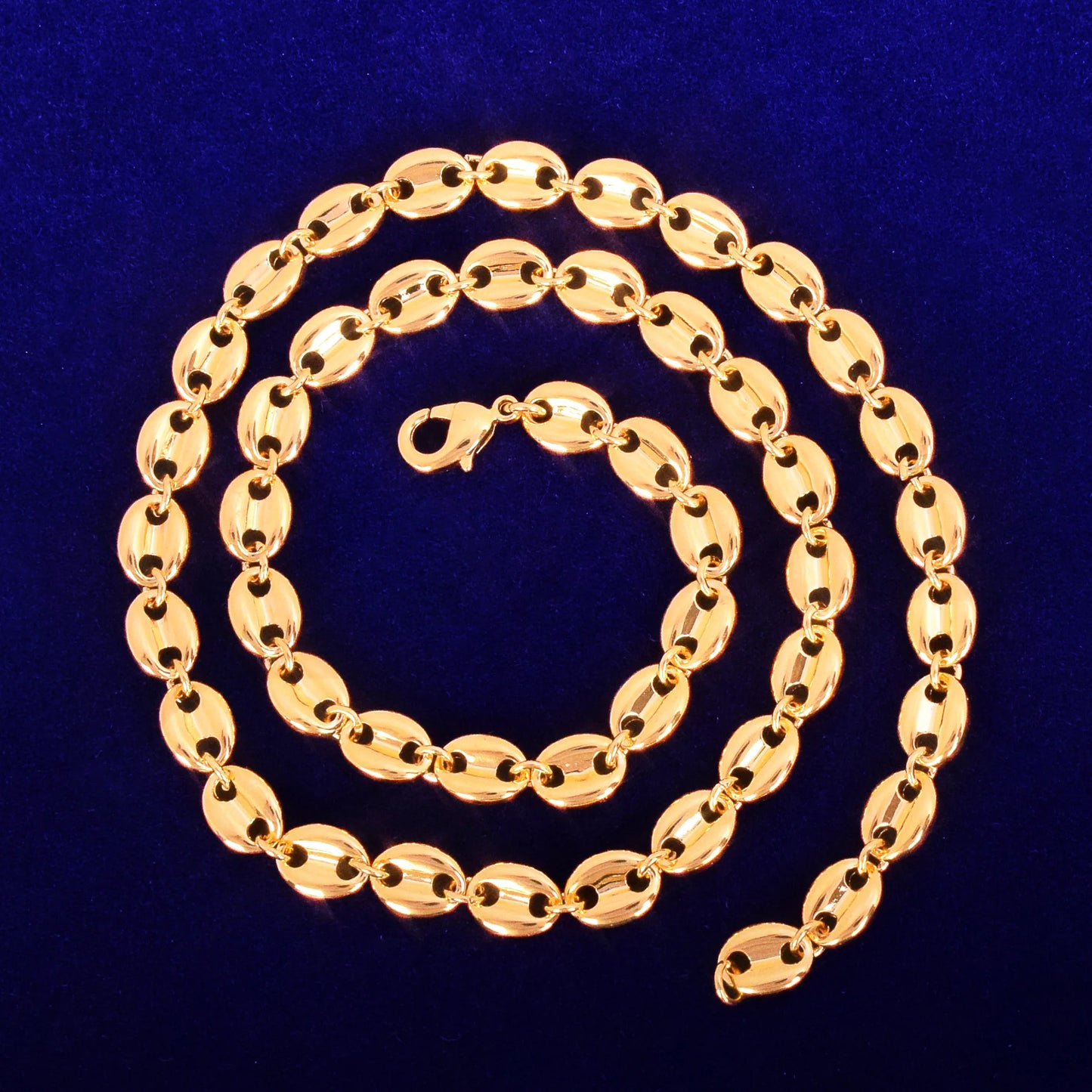 7mm Glossy Solid Necklace Link Bling Gold Color Men's Women Jewelry Hip Hop Chain