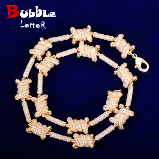 Bubble Letter Punk Spiked Cuban Link Chain for Men Necklace Real Gold Plated Hip Hop Jewelry Rapper 2021 Trend Christmas