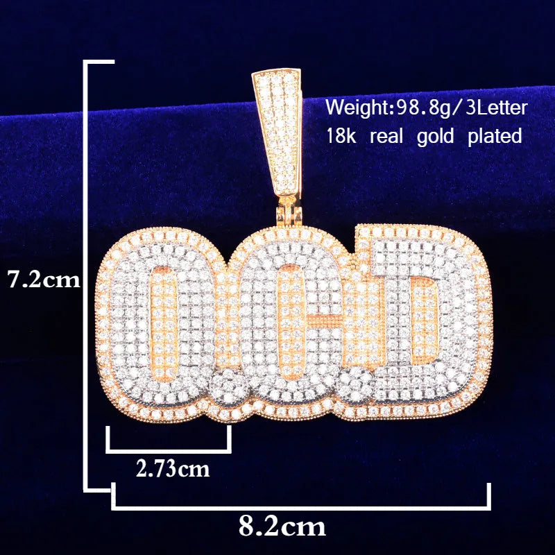 Bubble Letter Custom Name Necklace for Men Personalized Pendants Rapper  Any Initial/Number/Symbol/Color Solid Base Charms