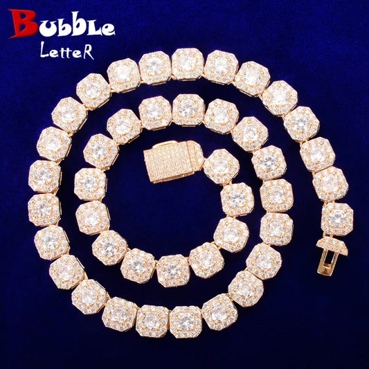 Bubble Letter Clustered Tennis Chain for Men Necklace Hip Hop Zirconia Copper Gold Color Fashion Rock Jewelry 2021 Trend