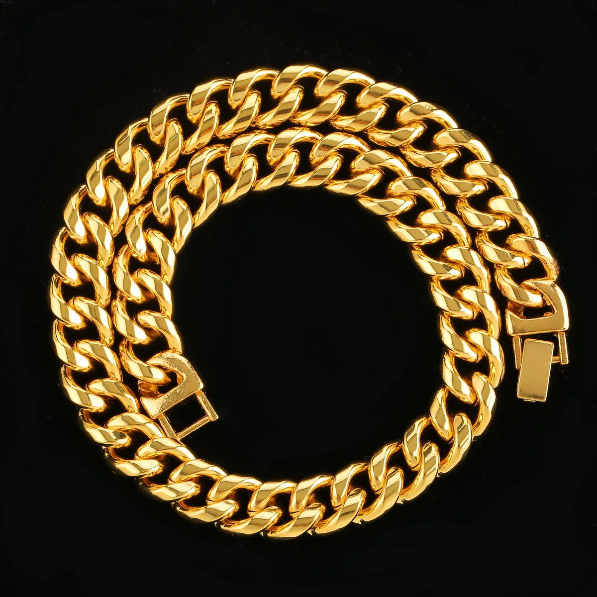 Bubble Letter Stainless Steel Cuban Link Chain Real Gold Plated Men Necklace Hip Hop Jewelry 2021 Trend