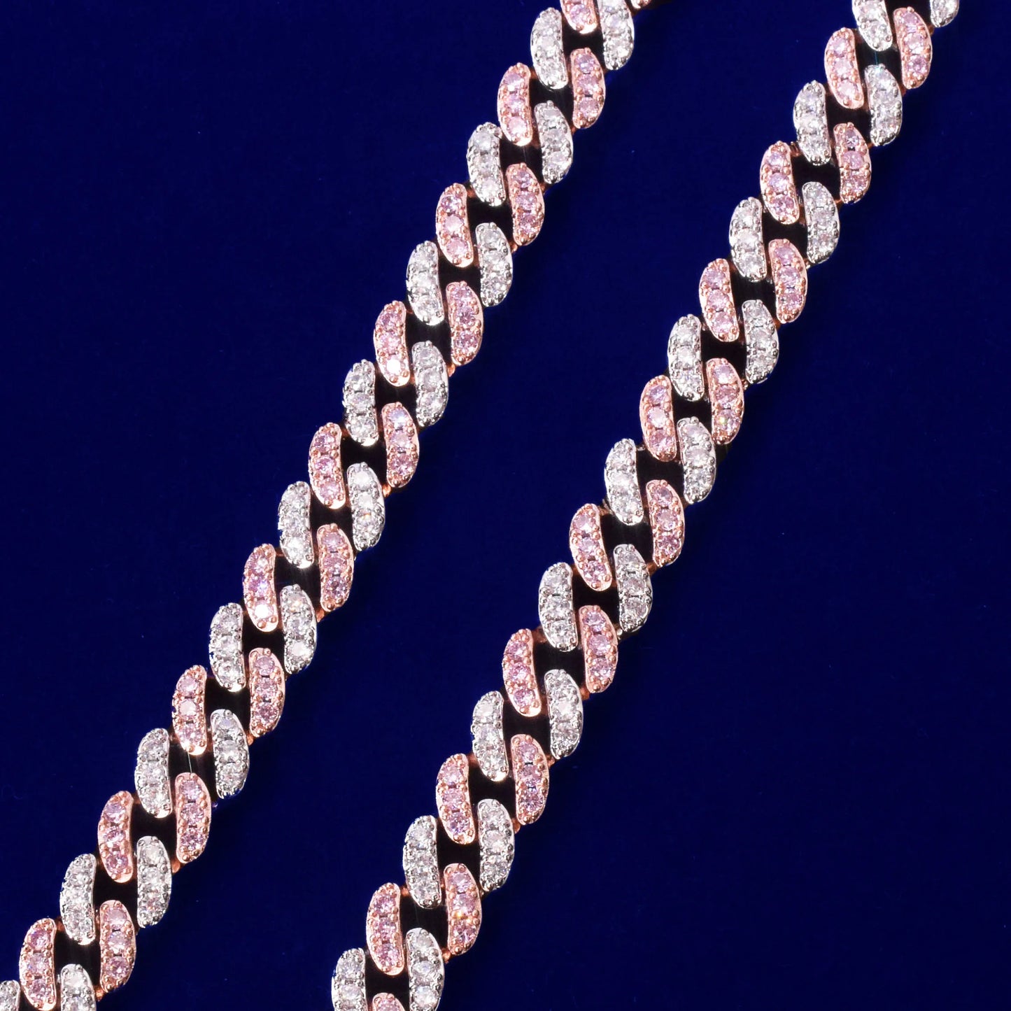 10mm Pink Miami Cuban Link Bracelet Bling Women Jewelry AAAA Zircon Charm Hip Hop Chain