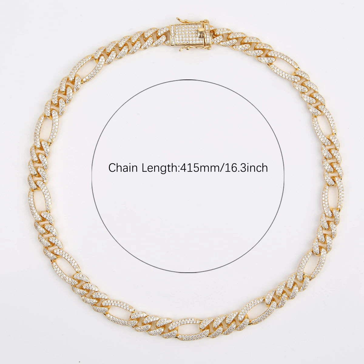 Bubble Letter Figaro Cuban Link Chain Men Necklace Real Gold Plated Hip Hop Zircon Real Copper Rock Fashion Jewelry 2021 Trend