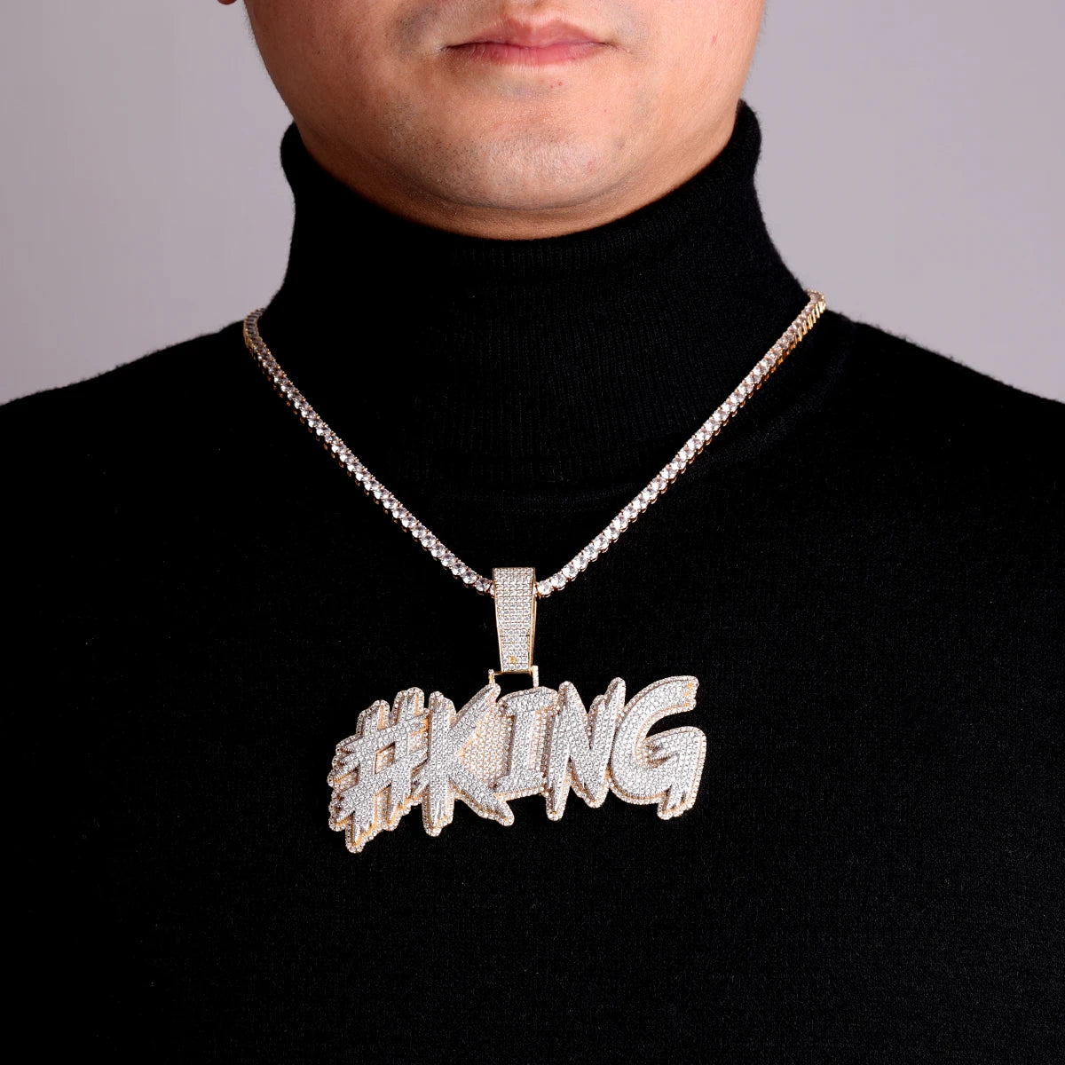 Bubble Letter Custom Name Necklace for Men Personalized Pendants Iced Out Charms Hip Hop Rock Jewelry Collares Hombre