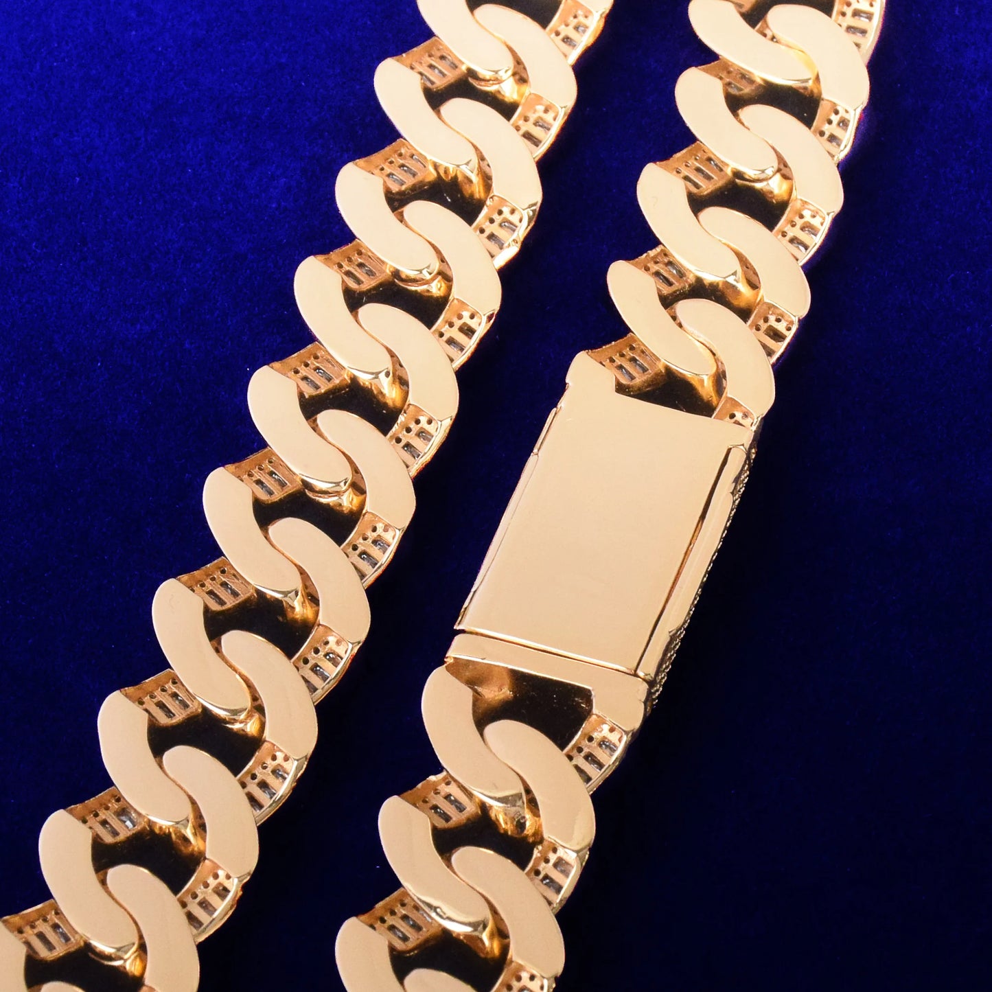 20MM Baguette Miami Cuban Bracelet Chain Men's Trendy Hip Hop Link Bling Zirconia Copper Rock Jewelry