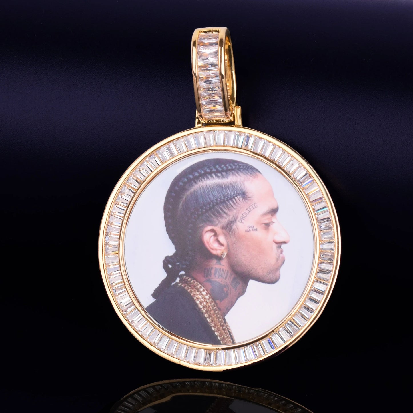 Bubble Letter Picture Pendant Necklace Custom Photo Chain for Men Medallion Real Gold Plated Hip Hop Jewelry Free Shipping