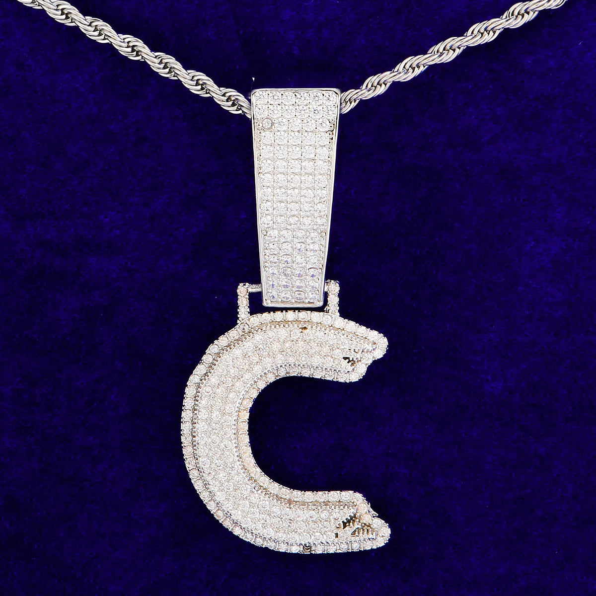 Iced Out Initial Single Letter Pendant Real Gold Color Men Hip Hop Jewelry