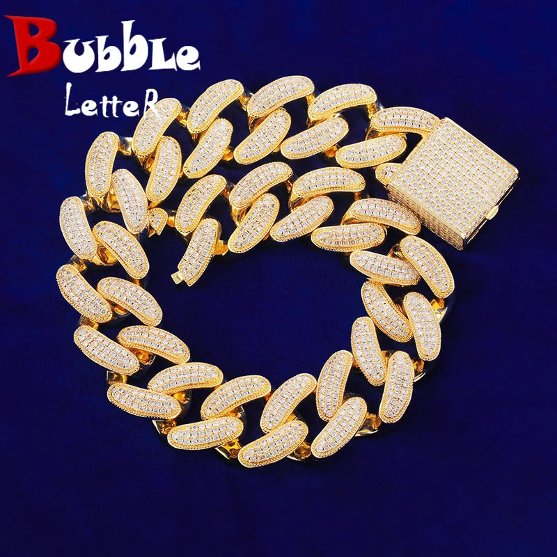 Bubble Letter Super Big Miami Cuban Chain Real Gold Plated Men Necklace Hip Hop Jewelry