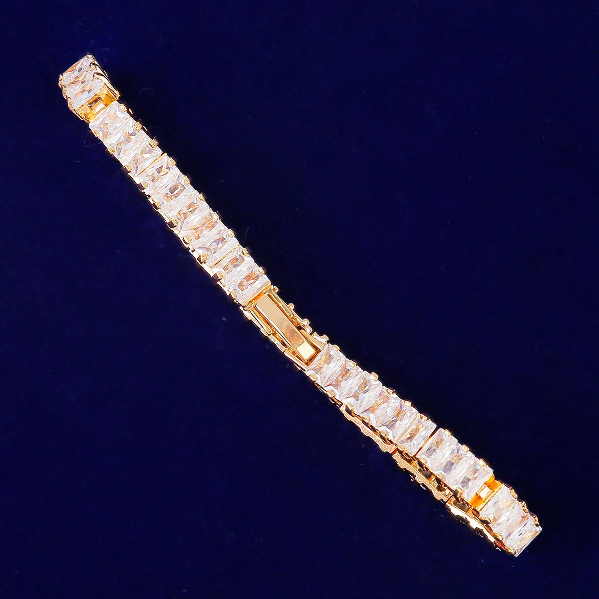 Bubble Letter 5mm Women Baguette Bracelet Bling Rock Street Jewelry
