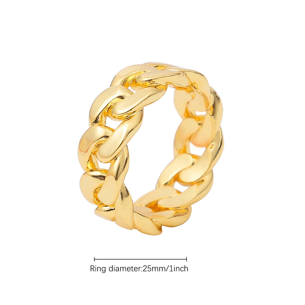 Bubble Letter Cuban Link Rings for Men Glossy Real Gold Plated Hip Hop Jewelry 2022 Trend