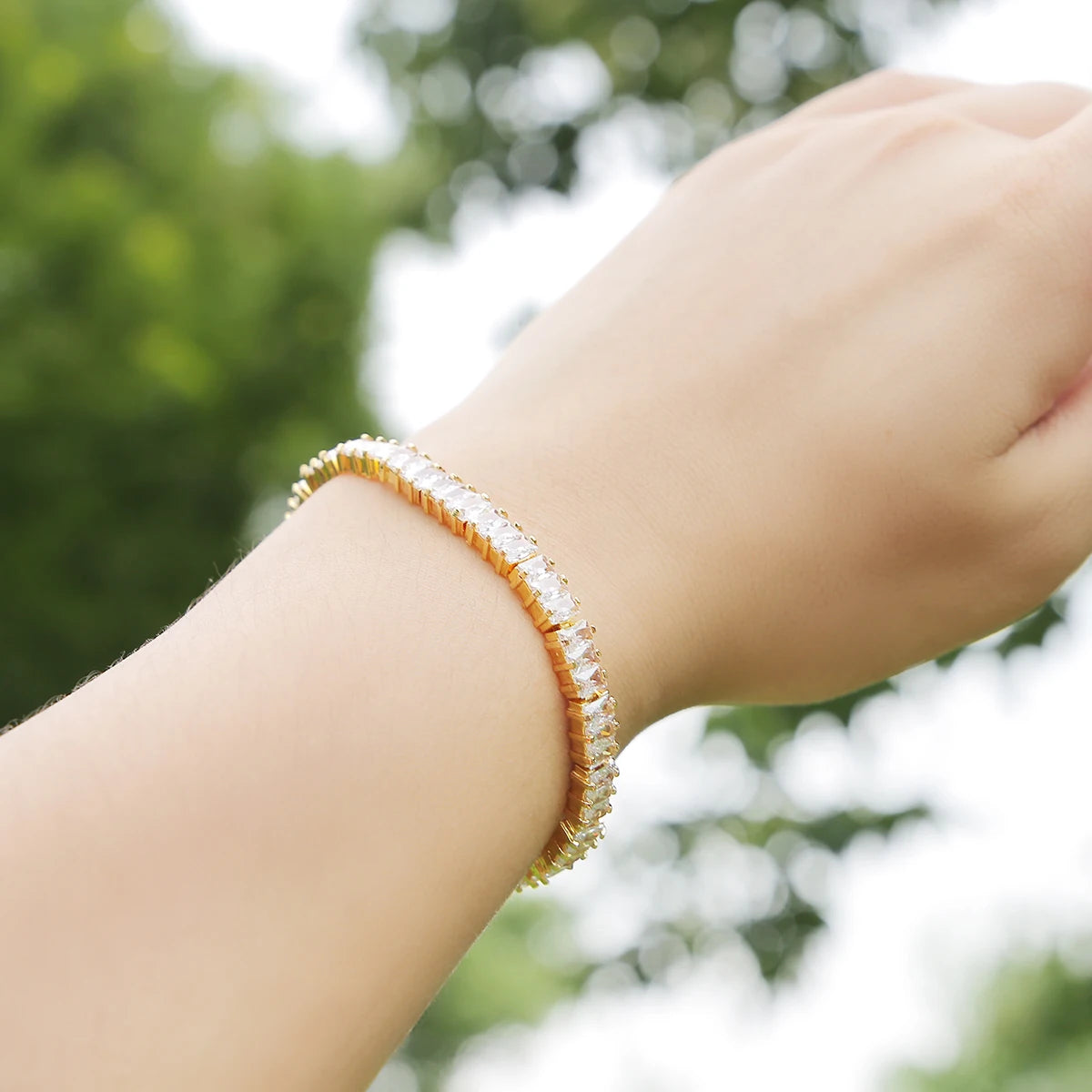 Bubble Letter 5mm Women Baguette Bracelet Bling Rock Street Jewelry