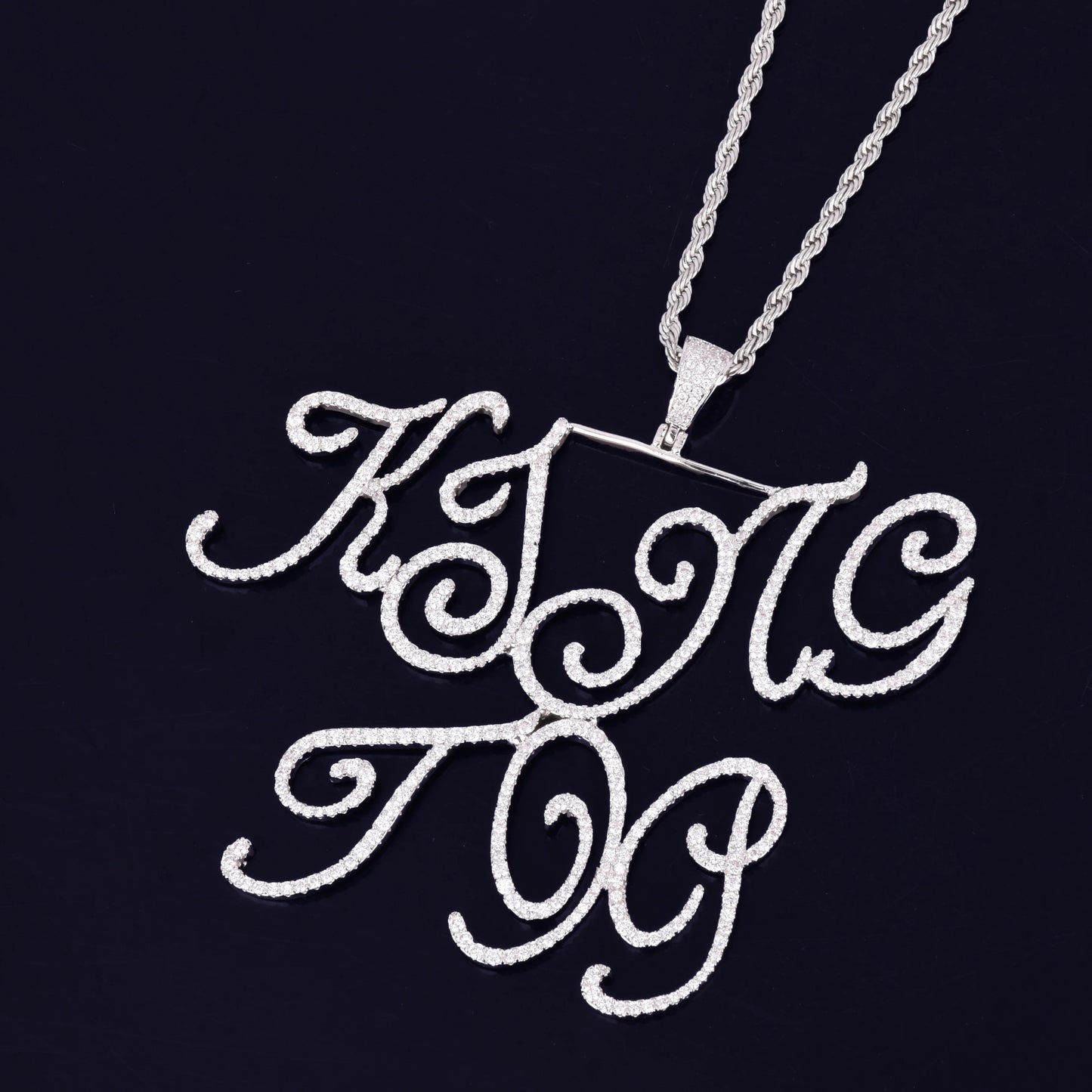 Custom name Cursive letter Necklaces & Pendant Gold Color Charm Men's Women Fashion Hip Hop Rock Jewelry With Rope chain