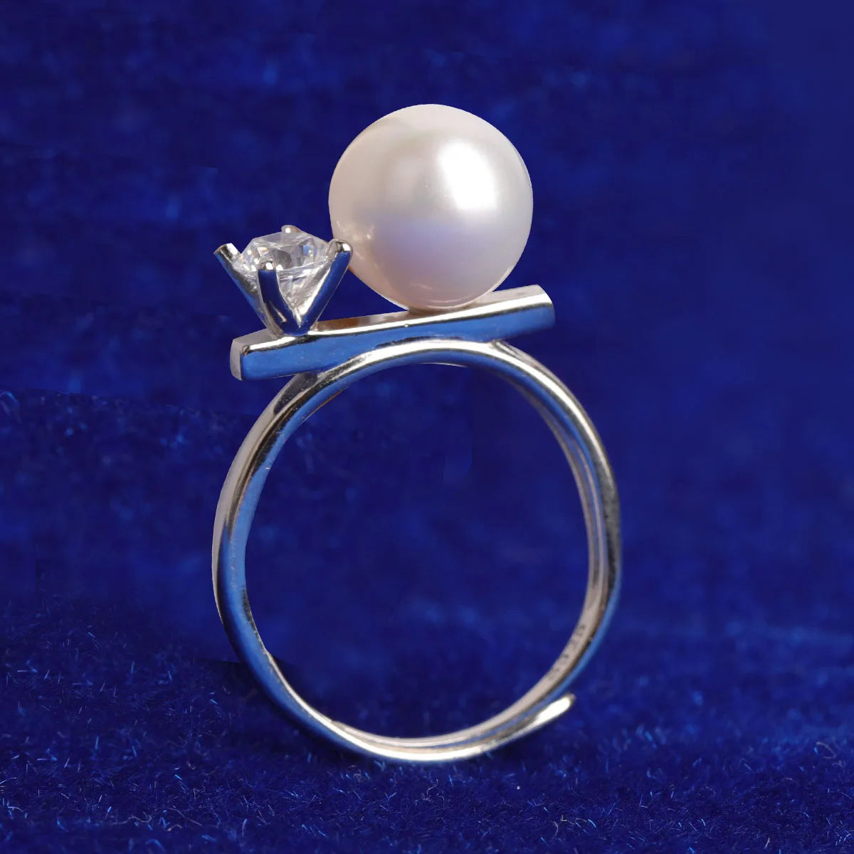 Bubble Letter Pure Pearl Wedding Ring for Women Silver Plated Hip Hop Fashion Jewelry