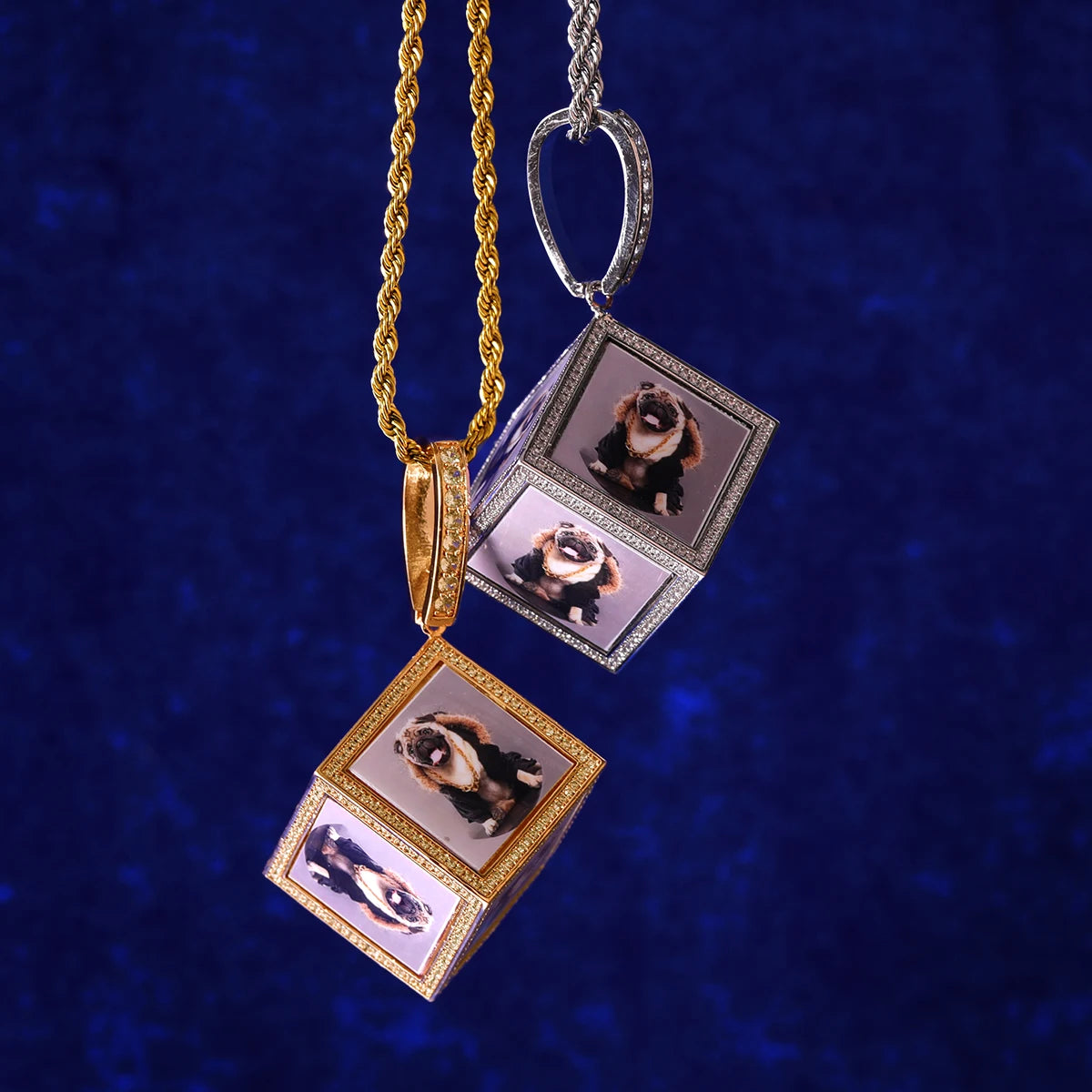 Bubble Letter Custom Photo Projection Pendant Necklace for Men Square Personalized Picture Jewelry 2021 Trend Hip Hop