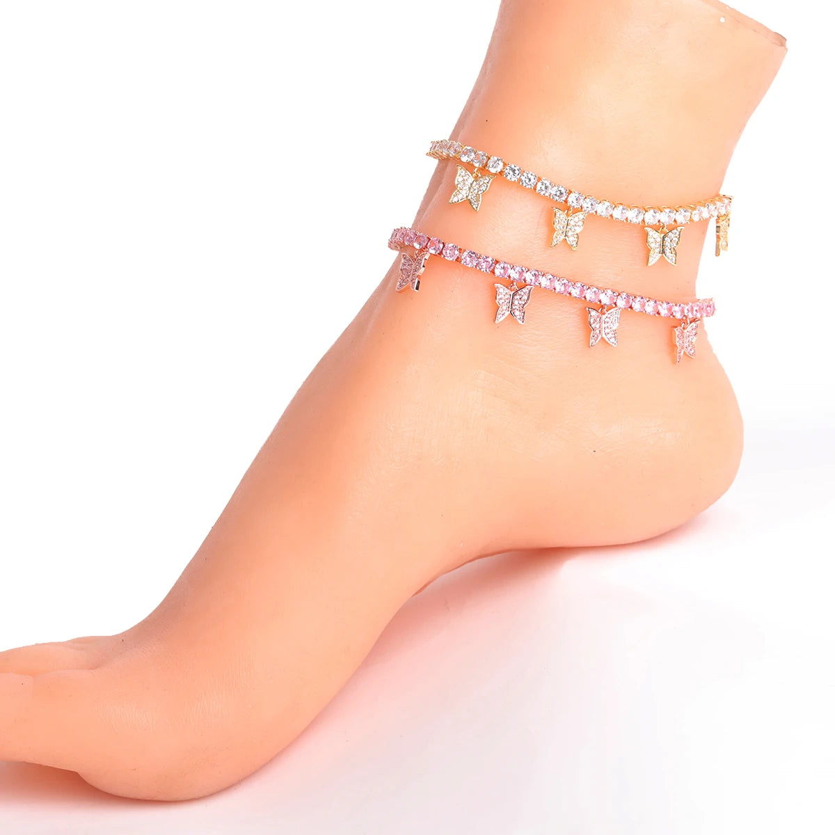 Bubble Letter Tennis Chain Anklets for Women Hip Hop Foot Jewelry Fashion Adjustable Charms Free Shipping Items Christmas Gift