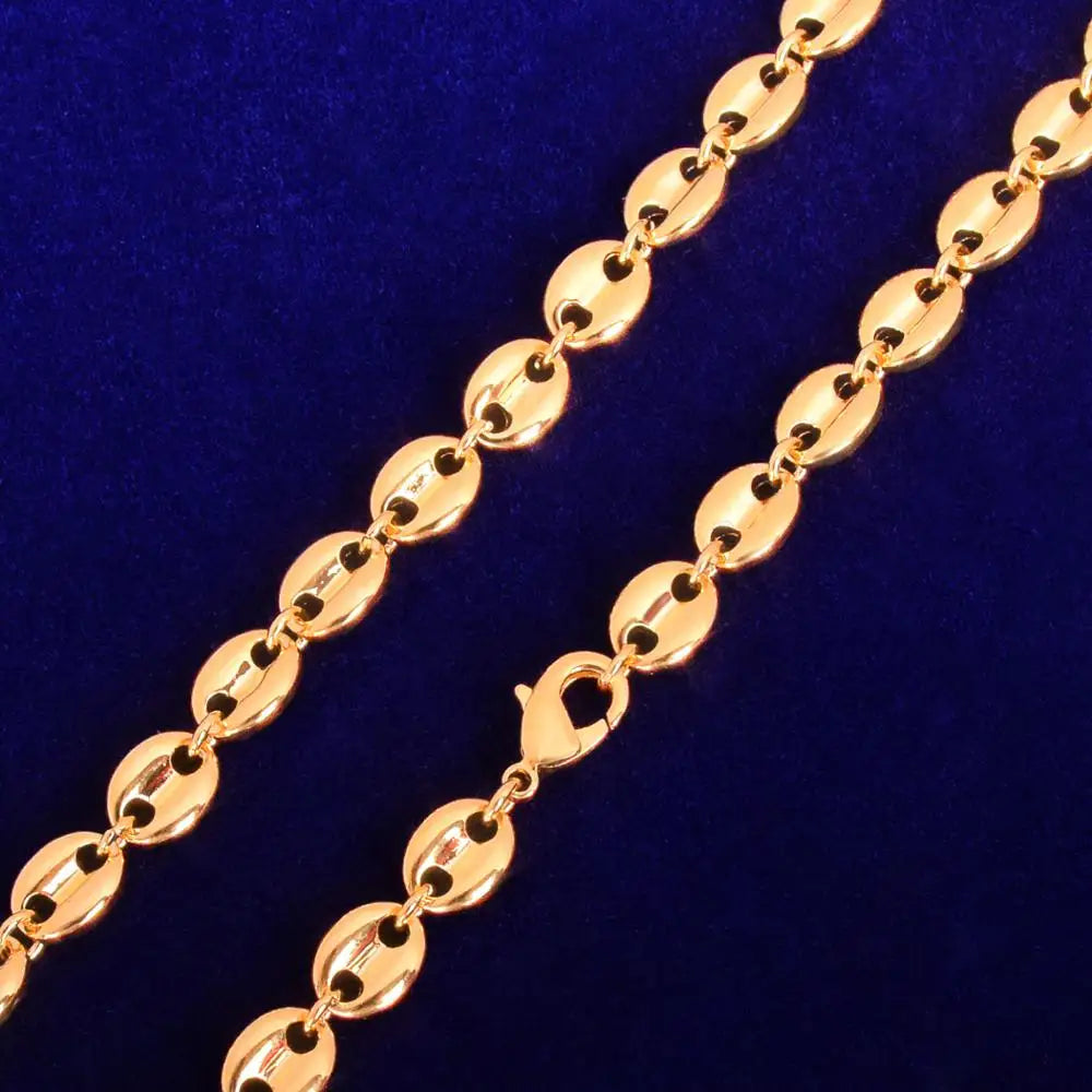 7mm Glossy Solid Necklace Link Bling Gold Color Men's Women Jewelry Hip Hop Chain