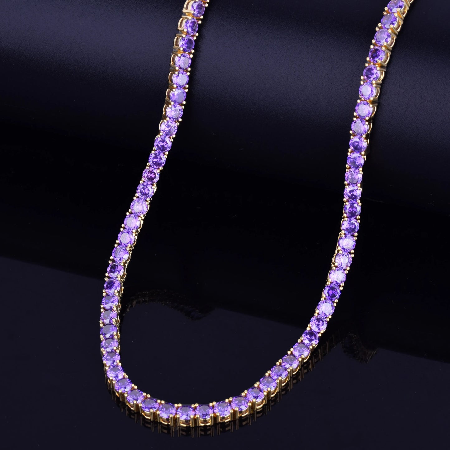 Bubble Letter Purple Tennis Chain Men Necklace Hip Hop Jewelry Real Copper Material Gold Plated 2021 Trend