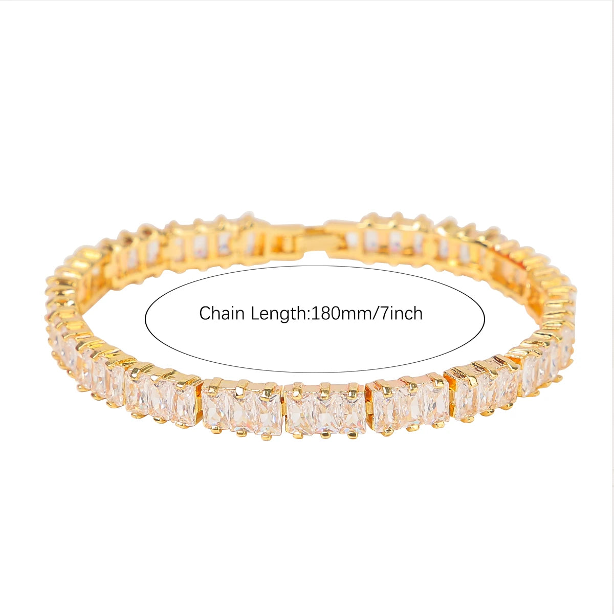 Bubble Letter 5mm Women Baguette Bracelet Bling Rock Street Jewelry