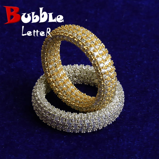 Bubble Letter Couples Ring for Men 2021 Trend White Gold Color Hip Hop Jewelry Iced Out Rapper