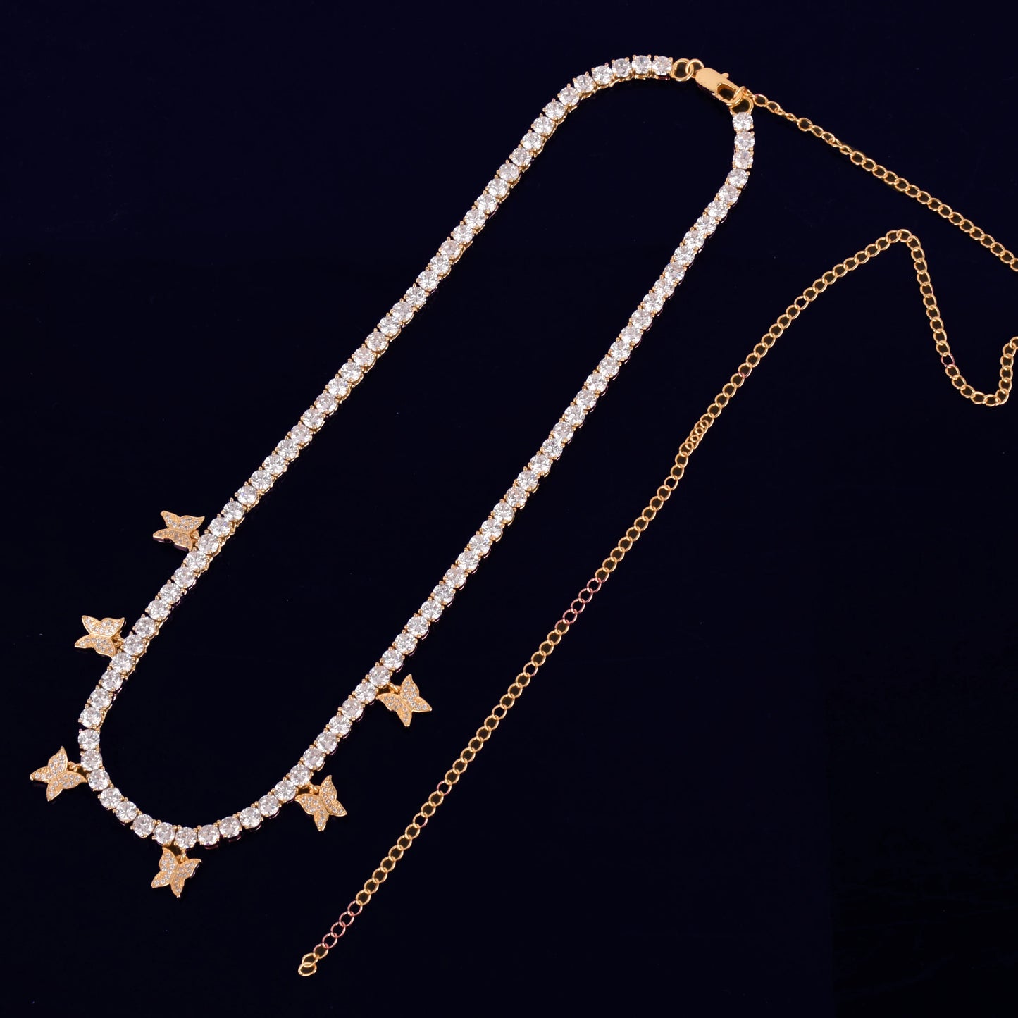 Bubble Letter Butterfly Tennis Chain for Men Necklace Choker Fashion Jewelry 2021 Trend Free Shipping Items