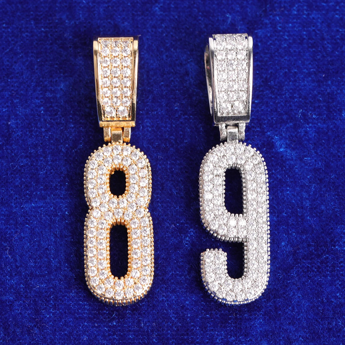 Number Pendant Real Gold Plated Hip Hop Jewelry