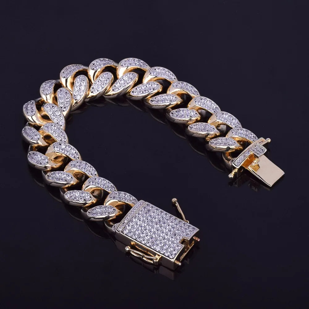 Bubble Letter Cuban Link Bracelet for Men Real Gold Plated Hip Hop Jewelry Free Shipping Items 2021 Trend Gifts