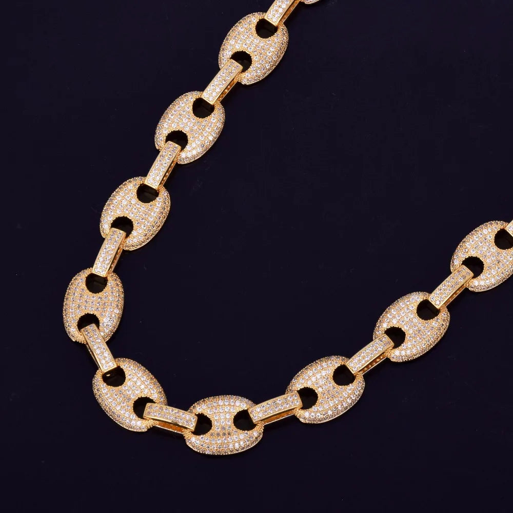 Bubble Letter Cuban Link Chain for Men Necklace Bling Hip Hop Jewelry Real Copper Iced Out Zircon Free Shipping Items 2021 Trend