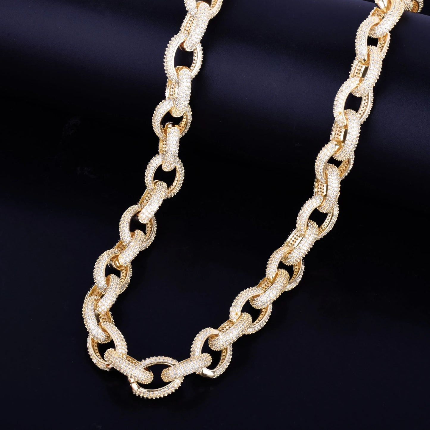 12mm Iced Heavy Small Punk Choker Bling Cubic Zircon Men's Hip hop Necklace Rock Jewelry Gold Color Chain 18" 20"