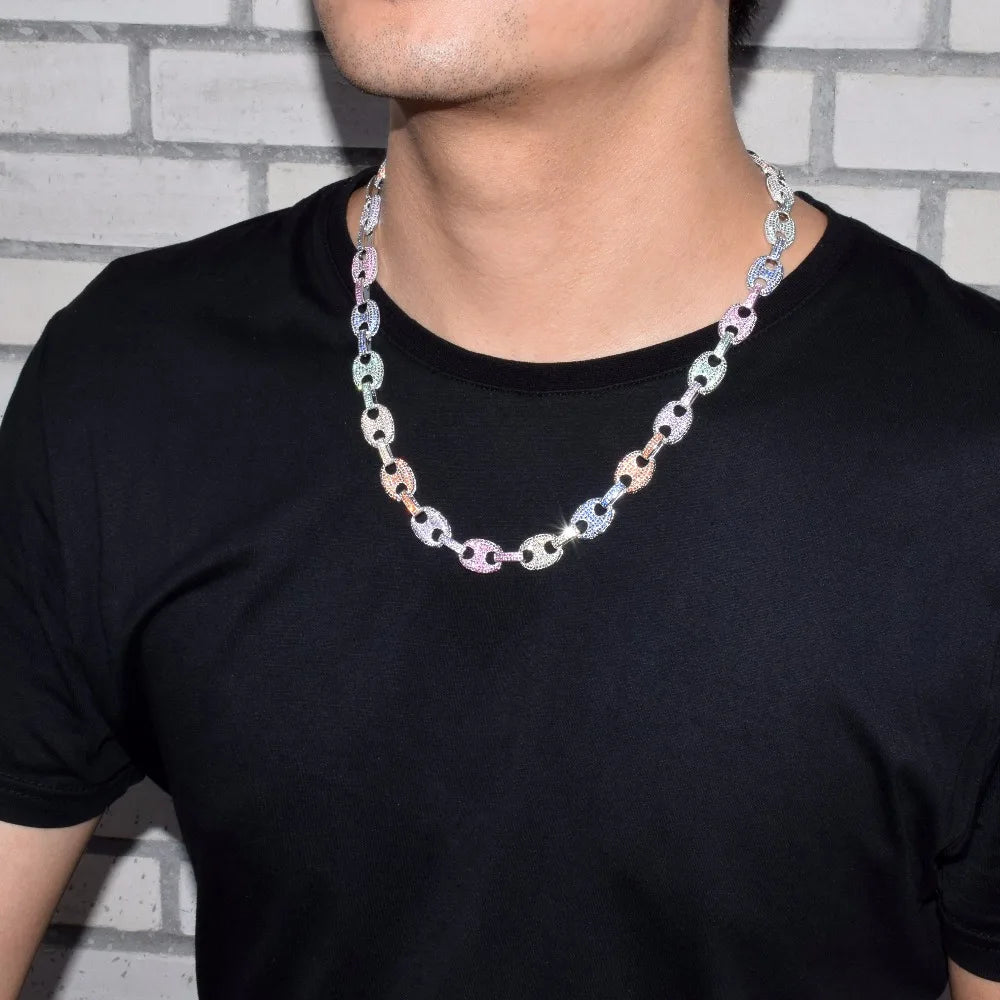 Bubble Letter Cuban Link Chain for Men Necklace Bling Hip Hop Jewelry Real Copper Iced Out 2021 Trend Free Shipping Gift