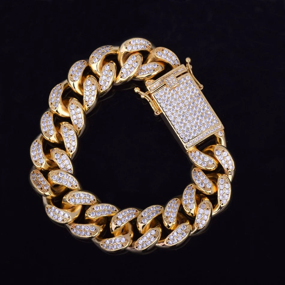 Bubble Letter Cuban Link Bracelet for Men Real Gold Plated Hip Hop Jewelry Free Shipping Items 2021 Trend Gifts