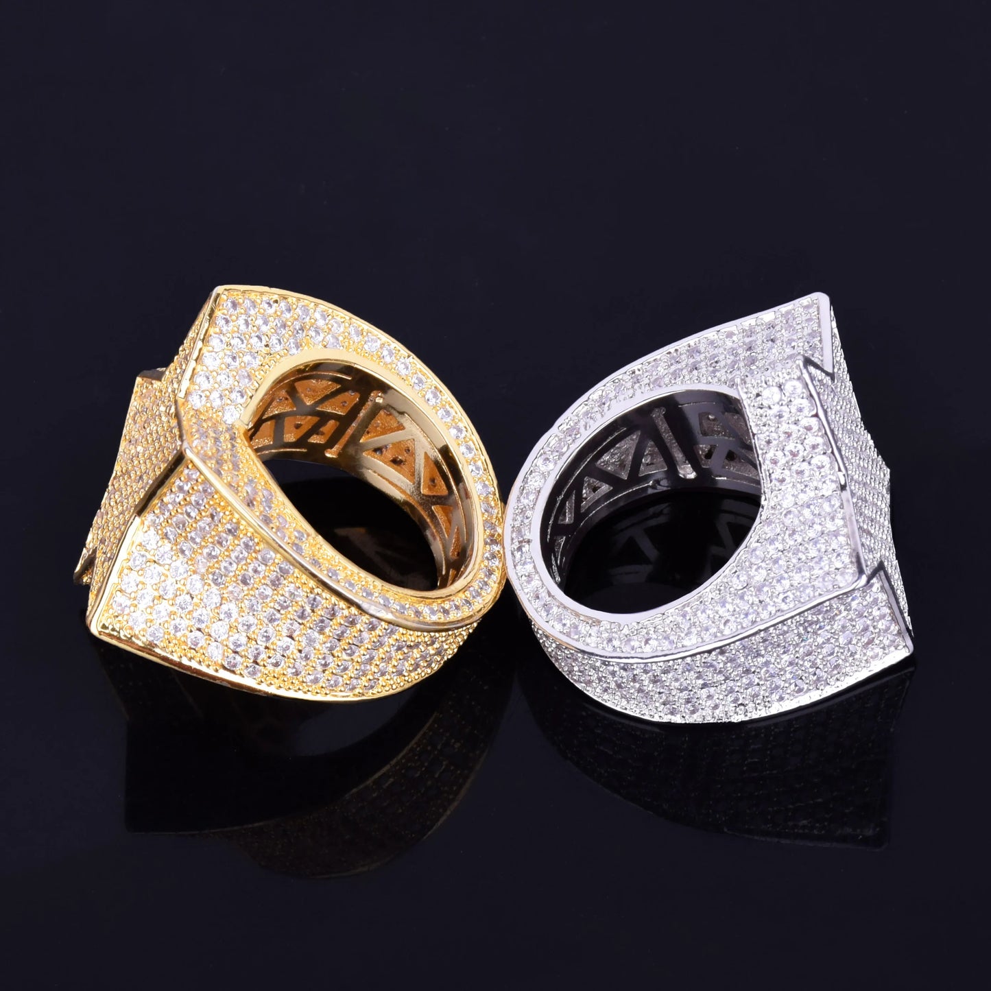 Bubble Letter Men Star Rings Charm Gold Color Full Zircon Fashion Hip Hop Rock Jewelry Bague Homme