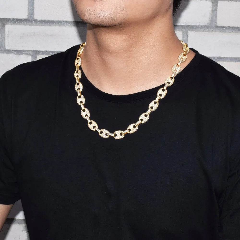 Bubble Letter Cuban Link Chain for Men Necklace Bling Hip Hop Jewelry Real Copper Iced Out Zircon Free Shipping Items 2021 Trend