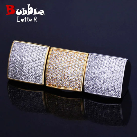 Bubble Letter Iced Out Ring for Men Real Gold Plated Bling Fashion Rapper Hip Hop Jewelry