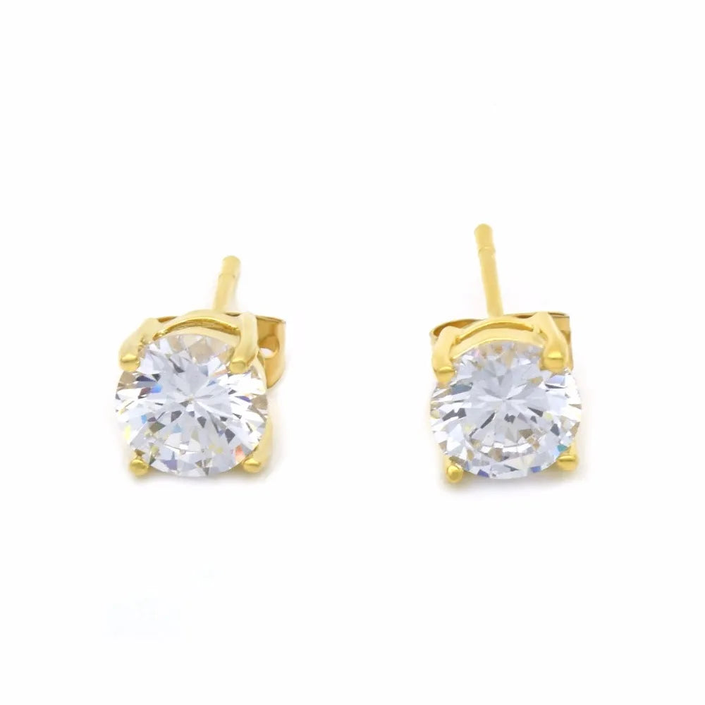 Cubic Zircon Stud Earring for Women Hip hop Jewelry Copper Material  AAA CZ Gold Color Round Men Women EARRING Push-back