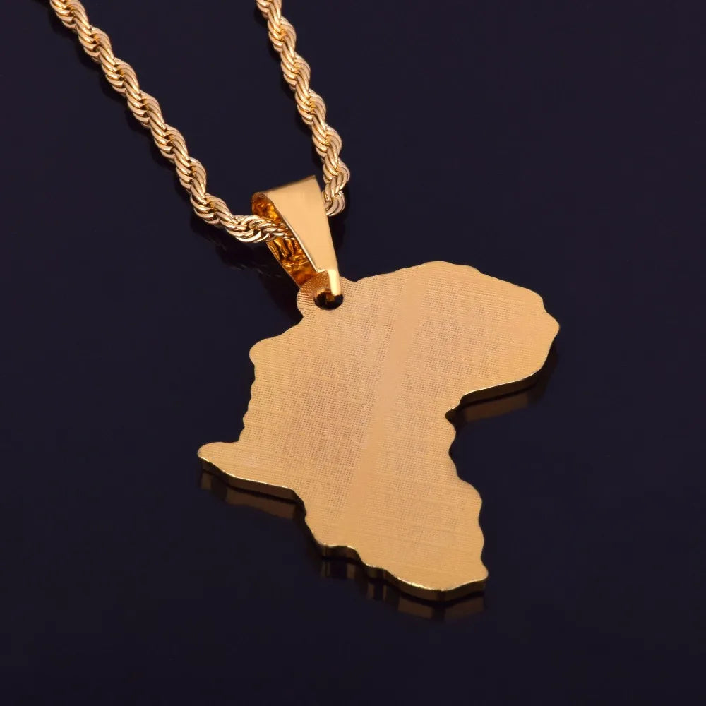 Africa Map Pendant Necklace Bling Rhinestone Crystal Gold Color Hip Hop Chain For Men/Women Gift African Jewelry Wholesale